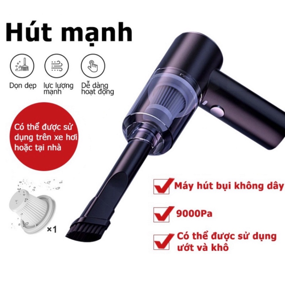 Máy hút bụi cầm tay mini không dây siêu tiện lợi, Máy hút bụi xe ô tô, giường nệm lông chó mèo đa chức năng