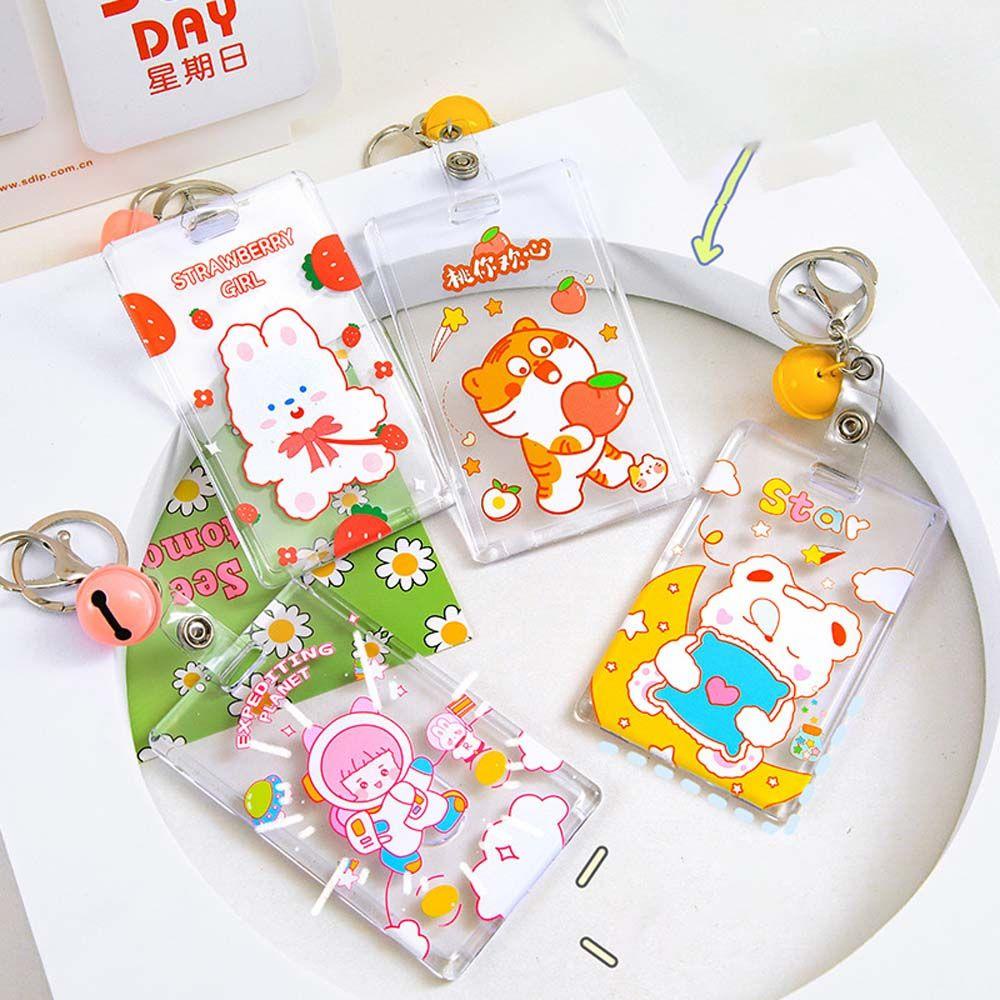 Ví Đựng Thẻ Trong Suốt Họa Tiết Hoạt Hình Dễ Thương Kèm Móc Khóa Tiện Dụng Ốp
