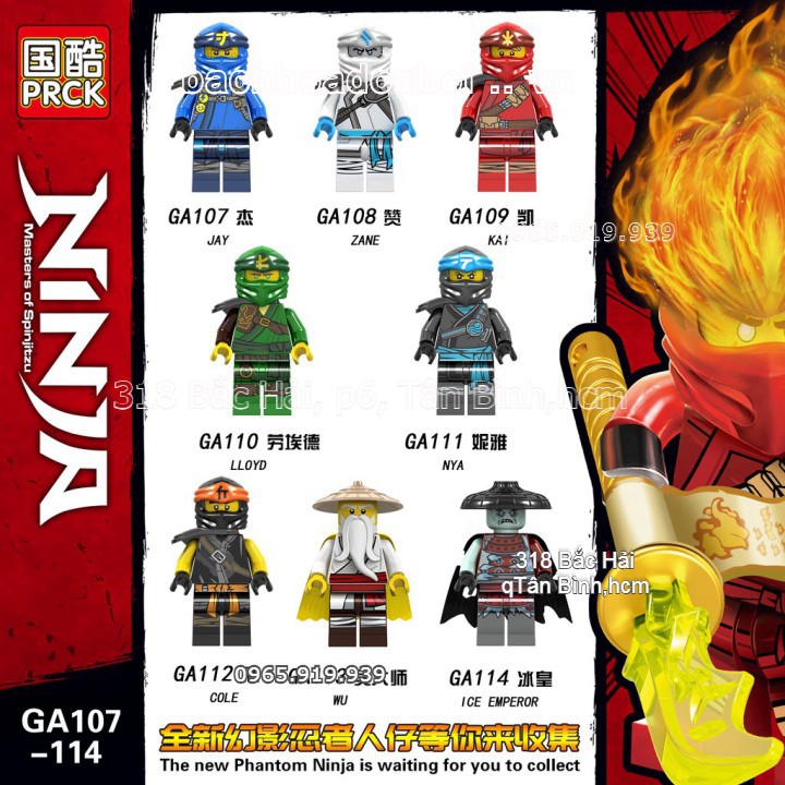 HOT- Đồ chơi lắp ghép lego Minifigures Ninjago Các Nhân Vật Jay Jane Kai Lloyd Wu Nya Cole GA107 GA108 GA109