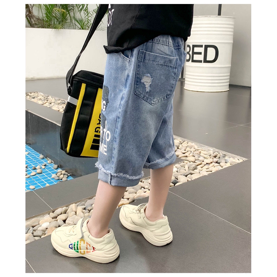 Quần Short Jean Kiểu Rách Thời Trang Cho Bé Trai