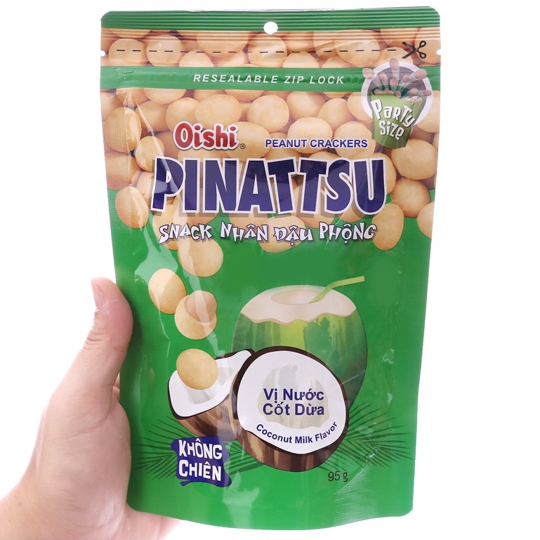 Đậu Phộng Pinattsu Gói 95g Vị Nước Cốt Dừa Và Mực Cay