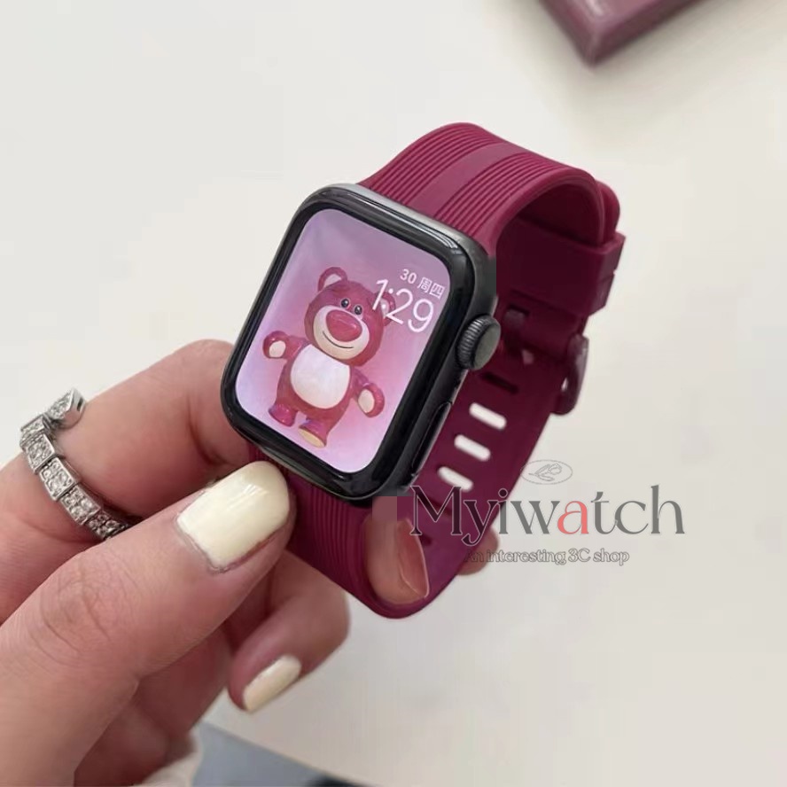 Dây Đeo Đồng Hồ Bằng silicone Mềm Có Khóa Màu Kẹo Cho iwatch 45mm 41mm 44mm 40mm 38mm 42mm 7 6 5 SE 4 3 2