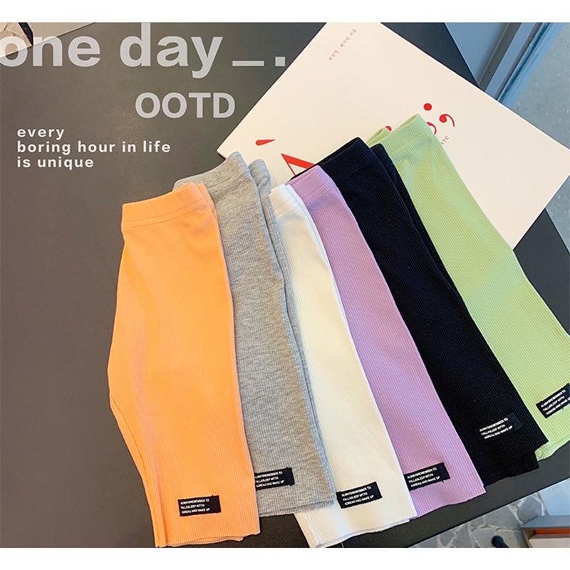 Quần Legging Ngắn Mỏng Co Giãn Màu Kẹo Thời Trang Mùa Hè Cho Bé Gái 3-10 Tuổi