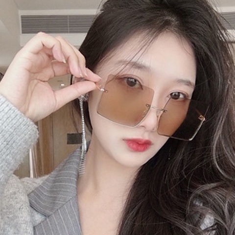 Kính Mát Gọng Vuông Kim Loại Thời Trang Cho Nam Nữ