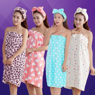 Khăn choàng tắm và nơ quấn tóc cho nữ