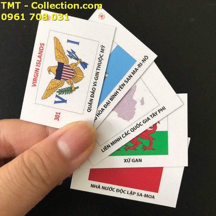 Bộ flash card 361 lá cờ quốc kỳ; bằng tiếng Anh và phiên âm tiếng Việt; 4,5x3cm (Dài x Rộng)-SP002399