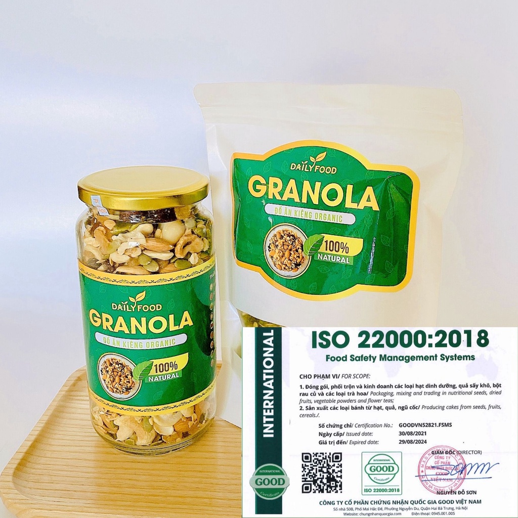 Granola ăn kiêng siêu hạt , Ngũ cốc giảm cân mix 9 loại hạt cao cấp Macca , Óc Chó DailyFood chính hãng