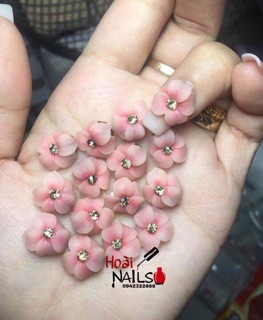 Hoa bột 5 cánh ôm đá ( 1b) - Phụ kiện Nail