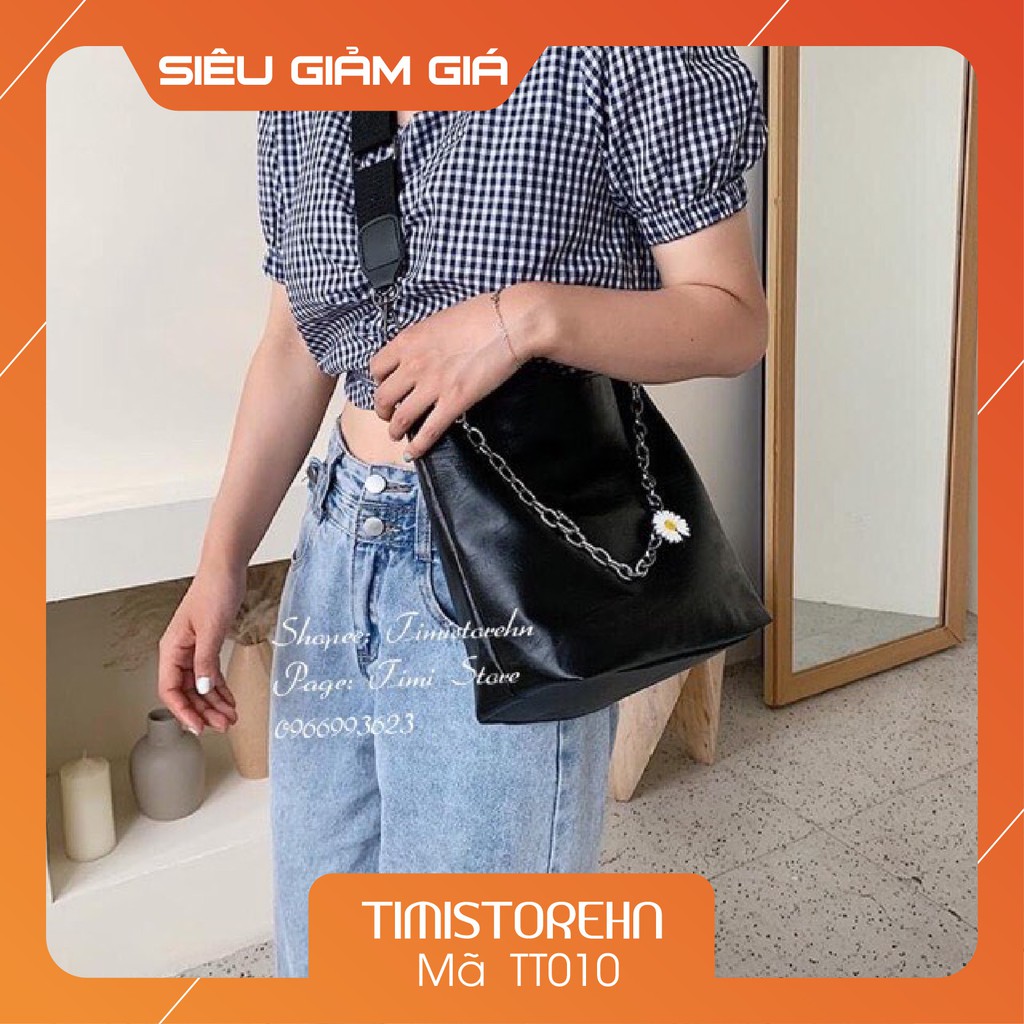 Túi xách nữ tote da mềm tote bag đeo chéo hoa cúc công sở to vừa A4 tài liệu đi học, đi làm rẻ đẹp thời trang TIMISTOREH