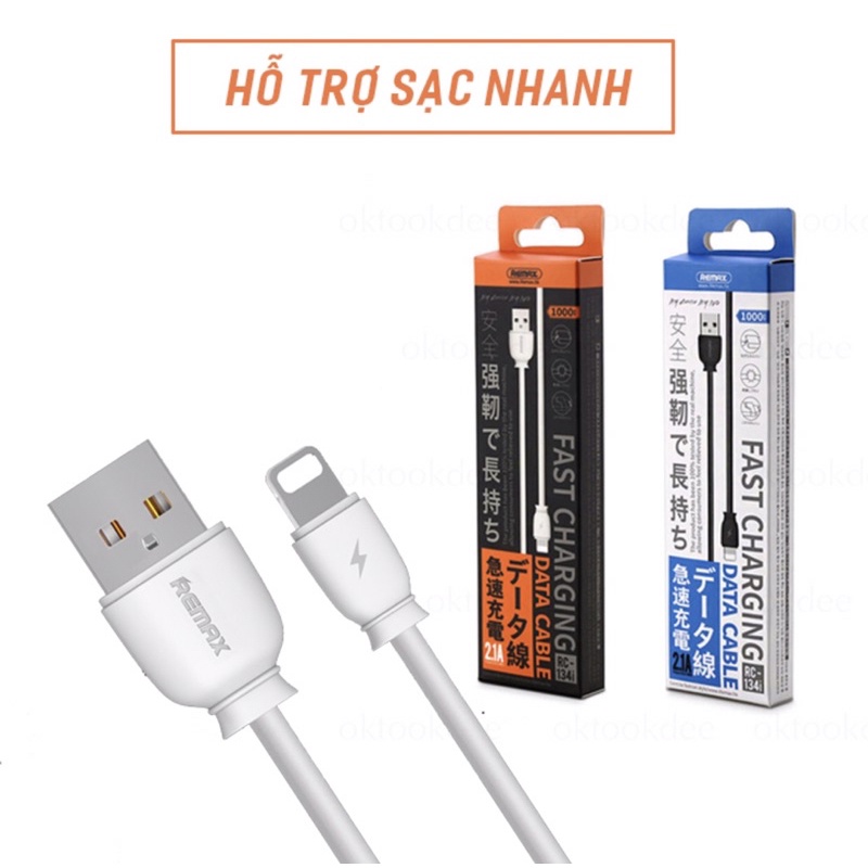 Cáp sạc nhanh ip Remax RC-134i cổng Lightning cho - Dài 1 mét - Max 5V-2.1A