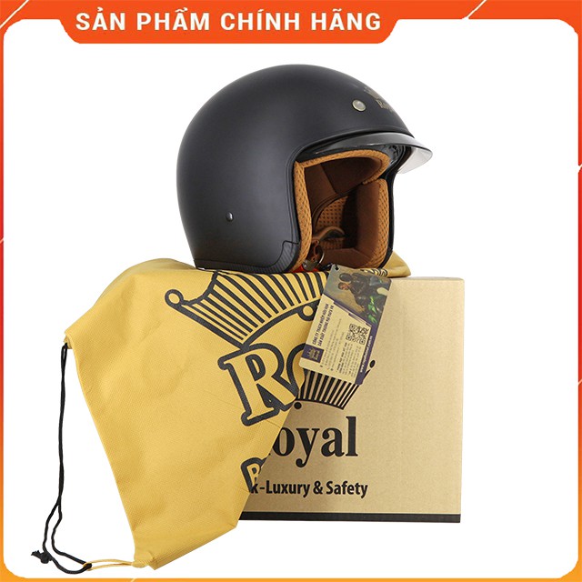 Mũ Bảo Hiểm Kính Âm Royal M139 Đen tặng kèm túi đựng và khăn ninja