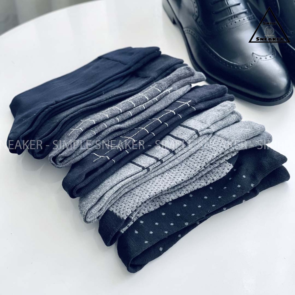 Set 5 Đôi Tất Cổ Cao Mang Giày Tây 🔥FREESHIP️️🔥Vớ Công Sở Họa Tiết Sọc Ca Rô Cực Đẹp - Nhẹ Êm Và Siêu Khô Thoáng