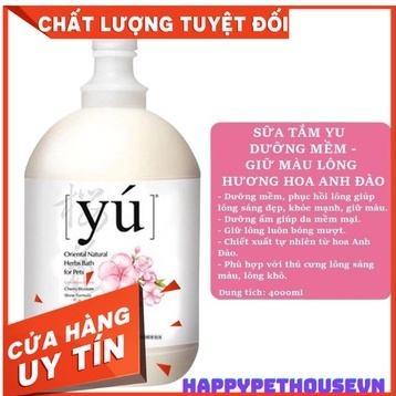 Sữa tắm cao cấp cho thú cưng chó mèo Yu 4L