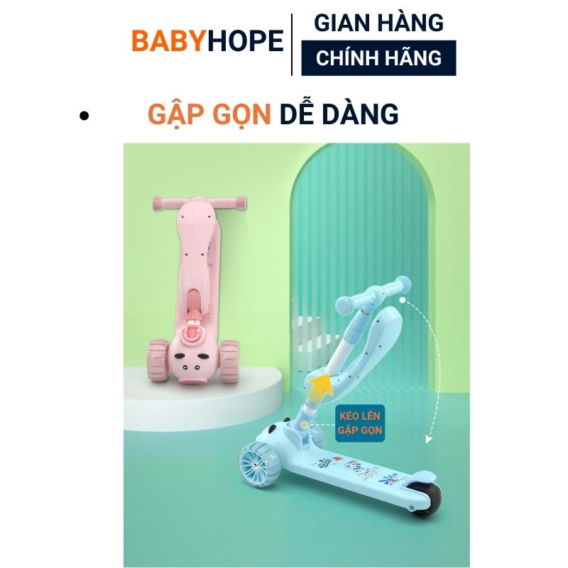 Xe trượt Scooter Heo đa năng 2 in 1 có nhạc và phát sáng, Bảo Hành 6 tháng, xe Scooter chòi chân cho bé chịu lực &gt;100kg