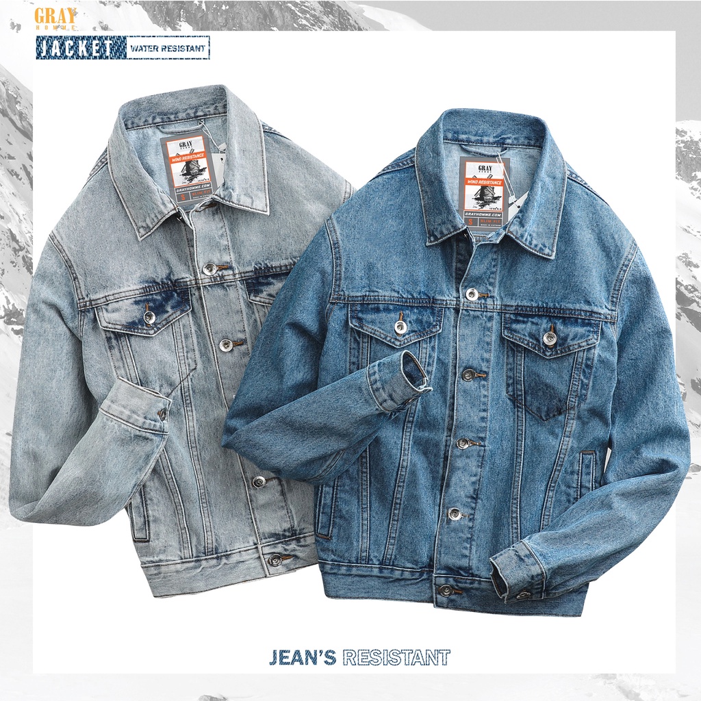 Áo Khoác Jean Nam Cao Cấp GRAYHOMME Chất Denim Bò Xịn, Chất Denim Dày Dặn CJ200 ( 4 MÀU)