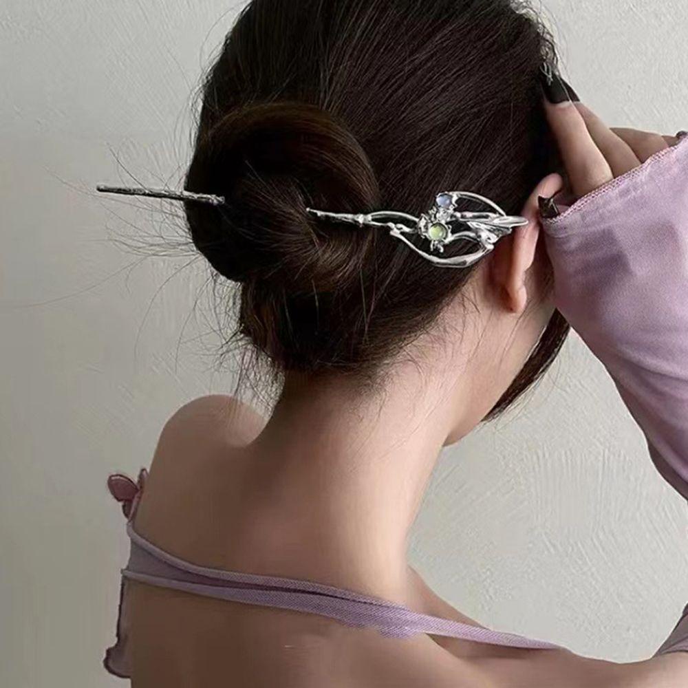 JARRED Kẹp Tóc Đính Đá Mặt Trăng Bằng Hợp Kim Phong Cách Vintage Sang Trọng Cho Nữ