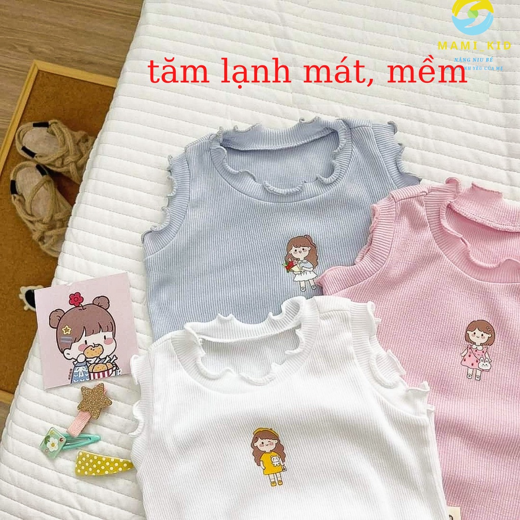 quần áo bé gái chất thun tăm lạnh 100% cotton siêu mát, cho bé 1-15 tuổi, mamikidi (hình in ngực áo có thể thay đổi tùy)