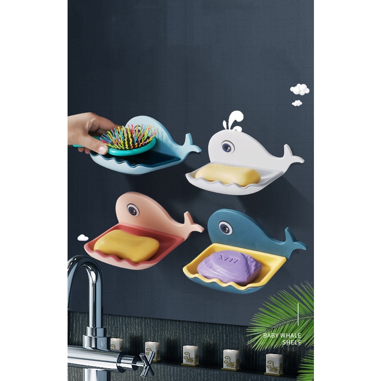 Khay Đựng Xà Phòng Dán Tường Hình Cá Voi Dễ Thương
