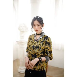 ÁO KIỂU HOA VÀNG ĐEN [MINOR BERTINA]