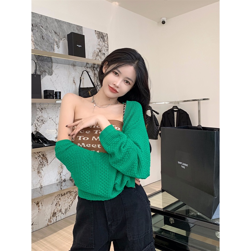 Áo Khoác cardigan Dệt Kim Mỏng Tay Dài Phong Cách Hàn Quốc Cho Nữ