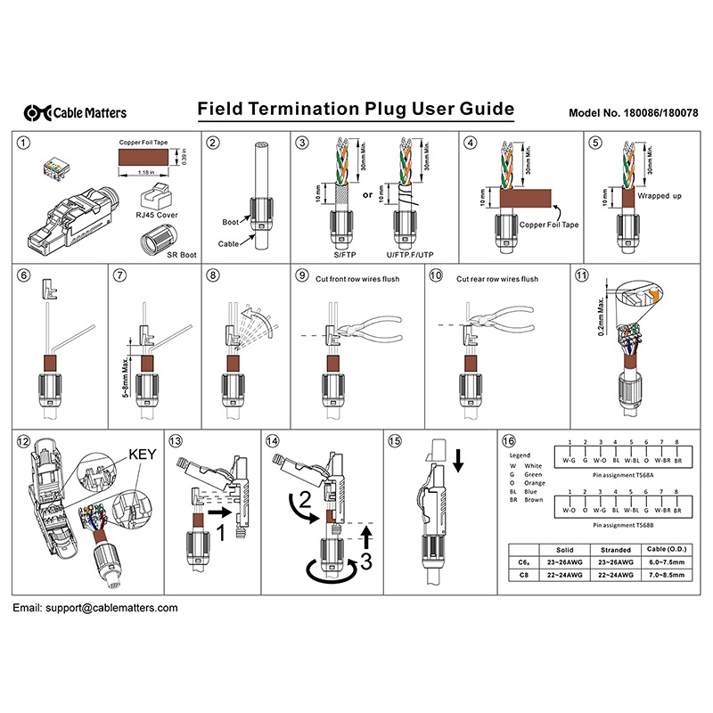 Set 6 Phích Cắm Cat8 Cat8 RJ45 Cat8 Chuyên Dụng Chất Lượng Cao
