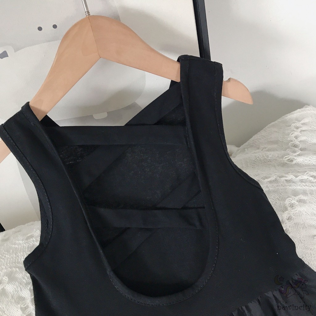 Đầm Không Tay Thiết Kế Hở Lưng Phong Cách Hàn Quốc Xinh Xắn Cho Bé Gái