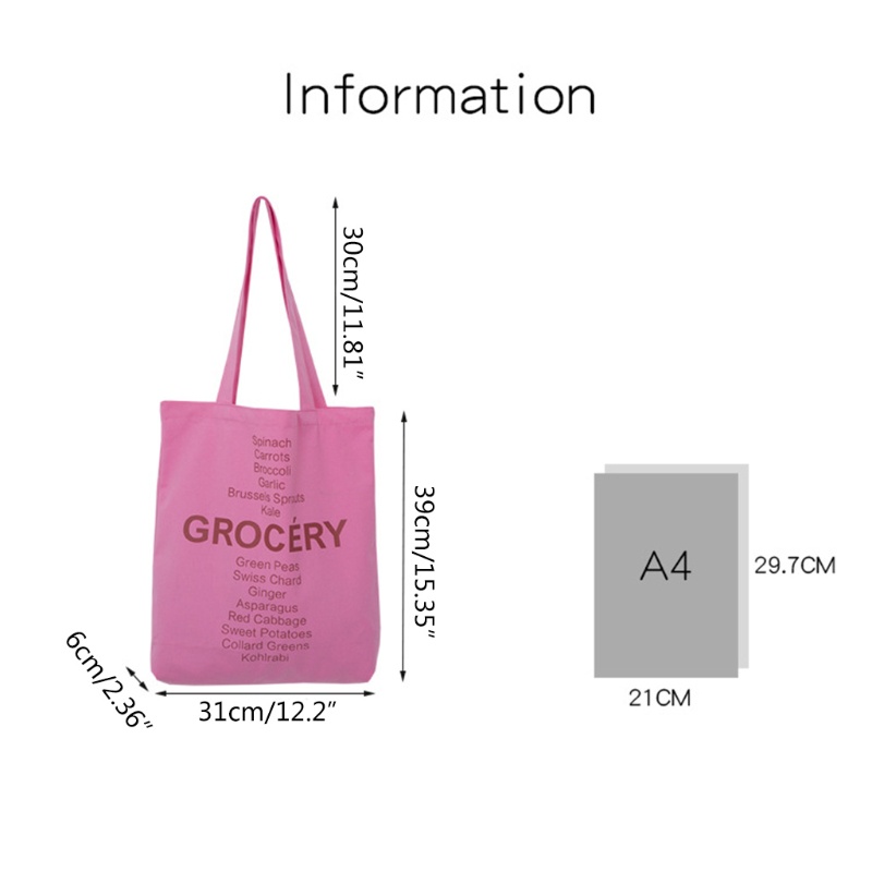 Youyo Túi vải Đeo Vai Mua Sắm Thiết Kế In Chữ Tái Sử Dụng Được