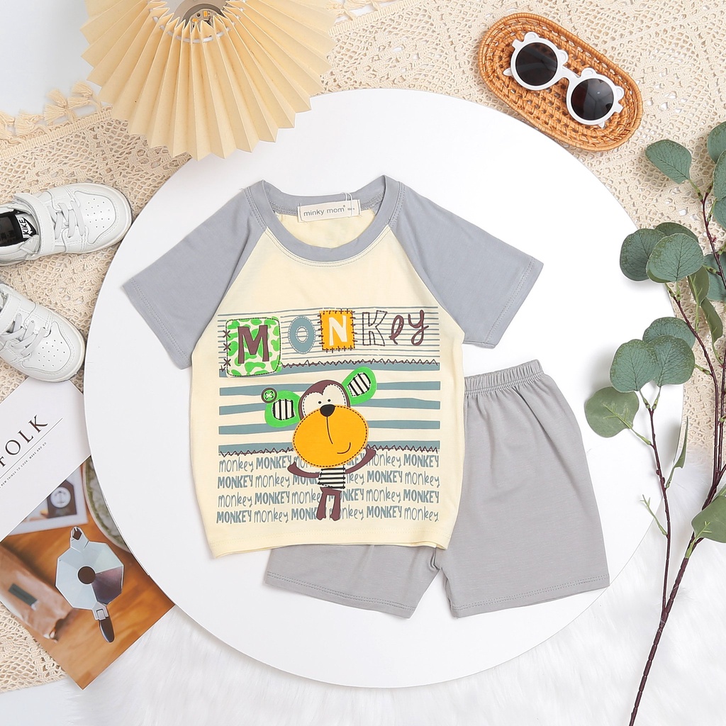 Bộ cộc tay minkymom thun lạnh cho bé trai bé gái Vải thun lạnh Size 130-170cm cho bé Unibaby CRLGN