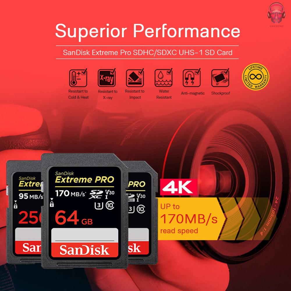 Thẻ Nhớ Sandisk Extreme Pro Sdxc Uhs-1 64gb Sd Card U3 C10 V30 4k Siêu Tốc 170mb / S Read 90mb / S Write