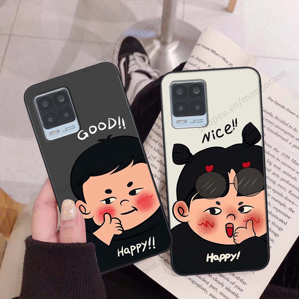 Ốp lưng Realme 8 in hình happy nice, bé gấu đáng yêu