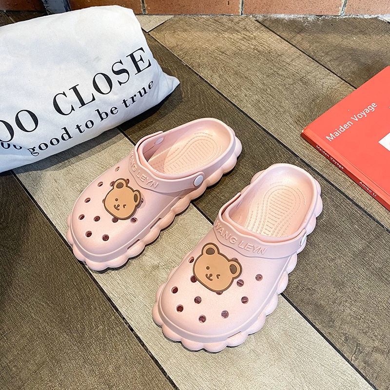 Oeggeo shop Dép Mũi Tròn Đi Ngoài Trời Cho Nữ