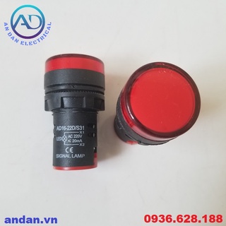 Đèn báo nguồn LED phi 22 AD16-22DS (Đỏ, Vàng, Xanh), Đèn báo pha