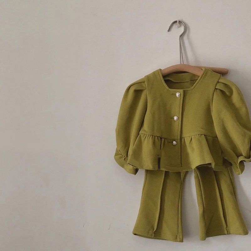 [Babycat] Hàng Có Sẵn Áo Khoác Hai Mảnh Màu Trơn Phong Cách Nhật Bản Hàn Quốc Thời Trang Mùa Thu Dành Cho Bé Gái