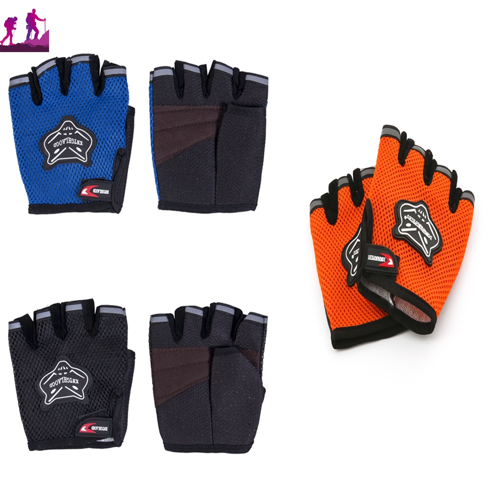 Găng Tay Lưới Thể Thao Hở Ngón Chống Trượt Thoáng Khí Cho Người Lớn Và Trẻ Em