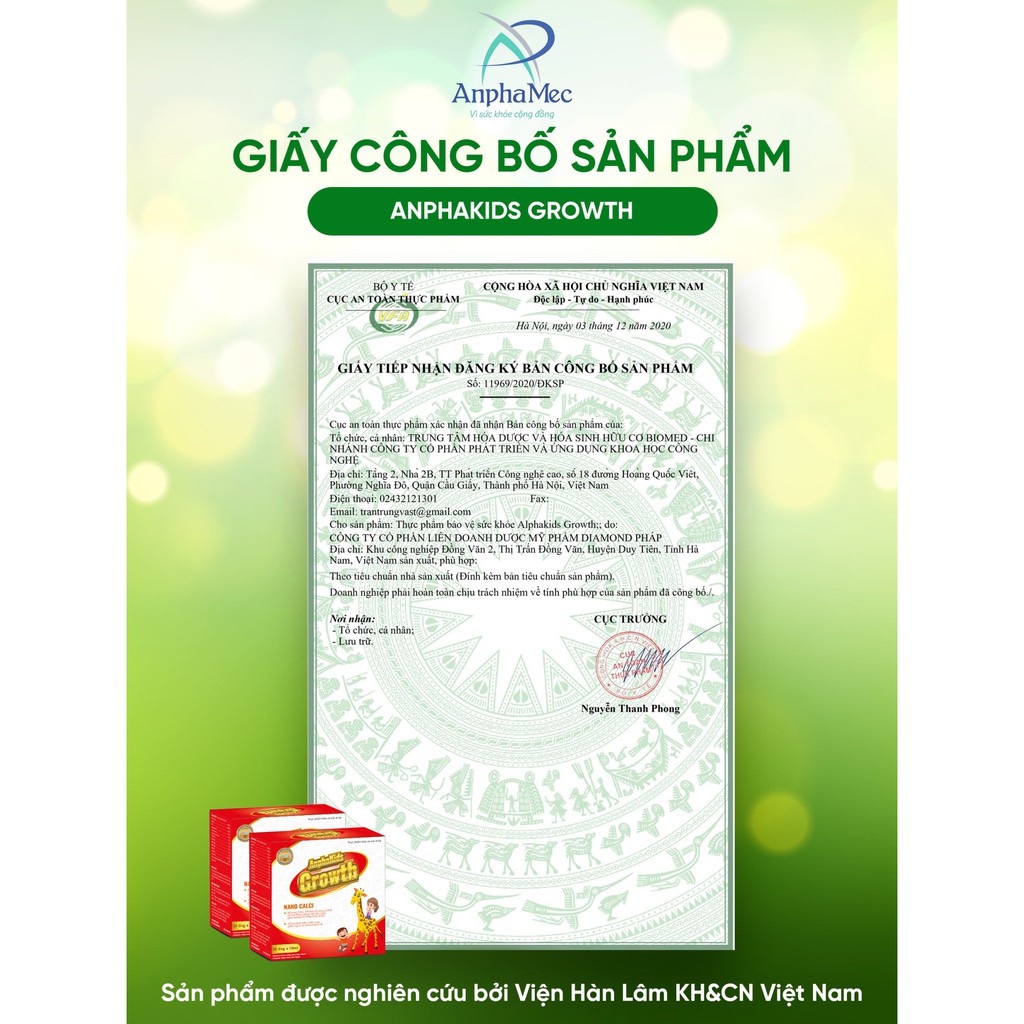 Canxi cho bé, tăng chiều cao cho bé, Nano Canxi AnphaKids Growth
