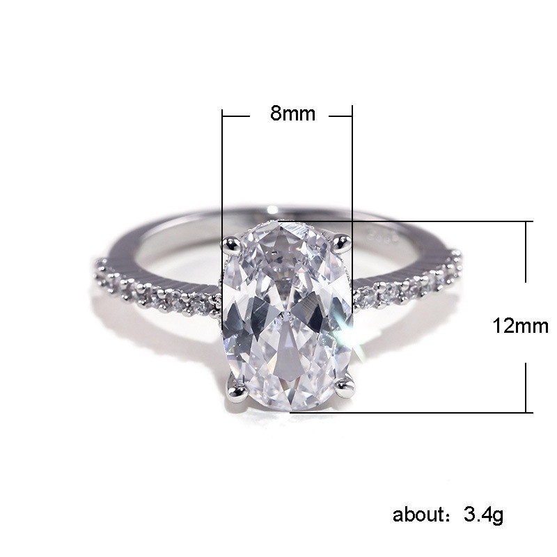 Nhẫn Đính Hôn zircon Hình oval Thời Trang Mới Cho Nữ