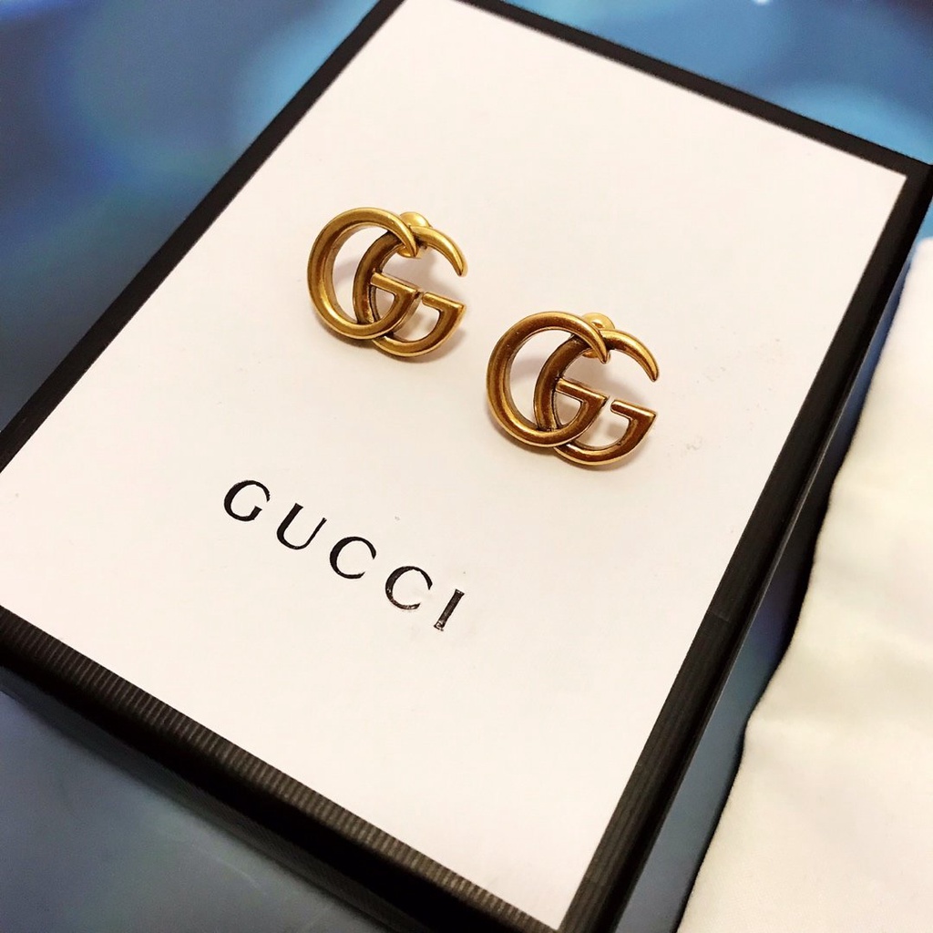 Bông Tai Gucci Mạ Bạc 925 Hình GG Đơn Giản Sáng Tạo Thời Trang Cho Nữ