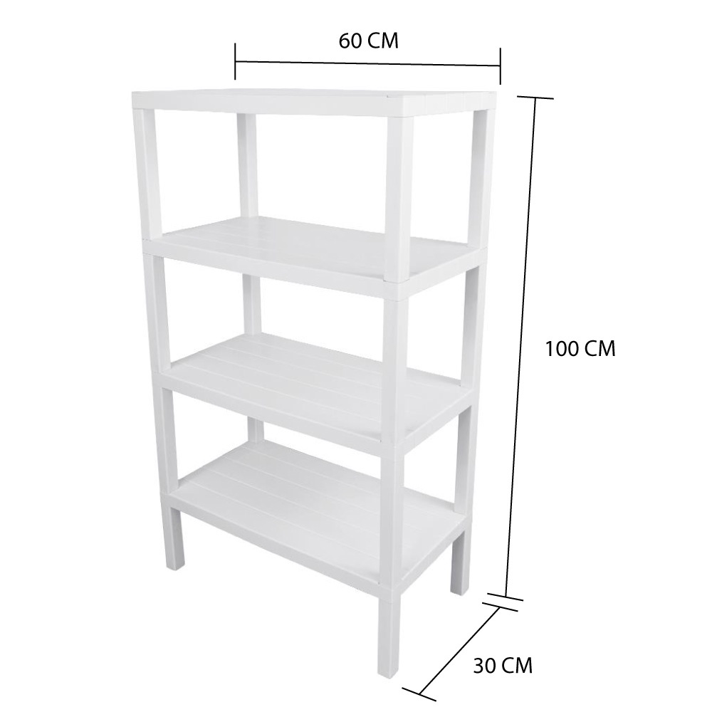 HomeBase STACKO Kệ nhựa 4 tầng có hoa văn giả gạch Thái Lan R60xS30xC100cm màu trắng