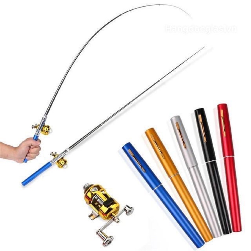 Cần câu bút mini kèm phụ kiện 8 món - Cần câu cá mini kèm máy - Cần câu cá mini kèm máy, kèm dây, kèm lưỡi câu