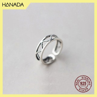Nhẫn Bạc 925 Hanada Zig Zag Xi Đen 1152