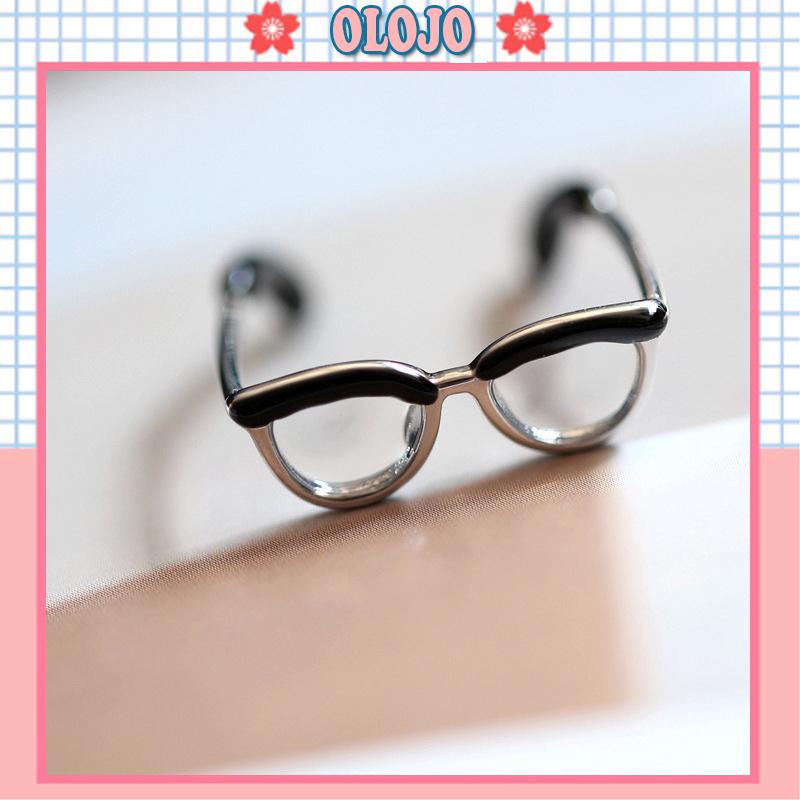 Nhẫn hở bằng hợp kim tráng men tạo hình mắt kính độc đáo thời trang cho nam và nữ