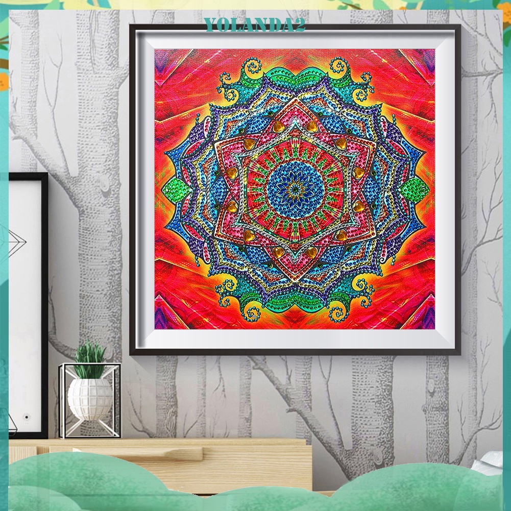 Bộ tranh đính đá 5D họa tiết hoa văn Mandala độc đáo DIY dùng trang trí nhà cửa