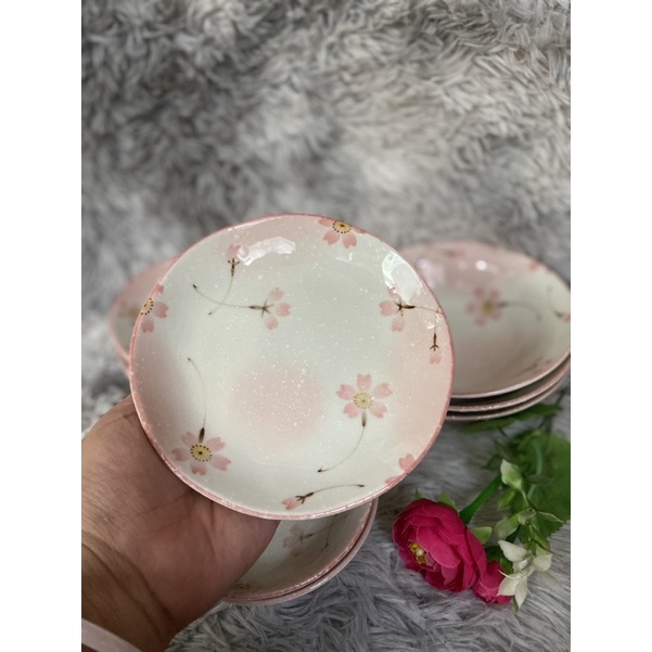 Tô dĩa hoa đào hồng