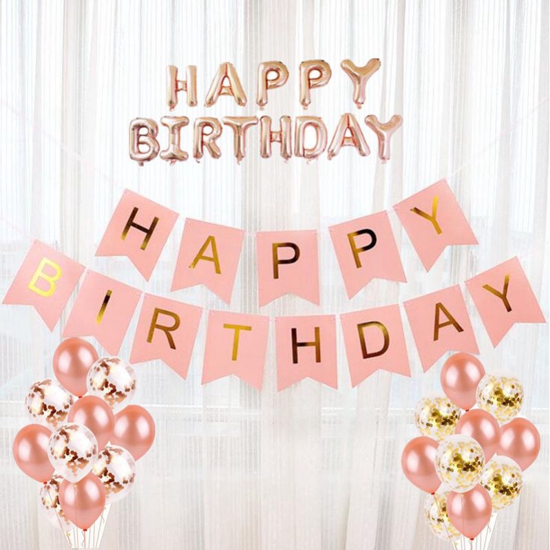 Dây Chữ HAPPY BIRTHDAY Bằng Giấy Cao Cấp Trang Trí Sinh Nhật Phong Cách Hàn Quốc - Kem Shop K9