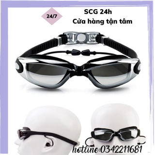Kính bơi lặn có kèm nút bịt tai cho cả người lớn, trẻ em loại tốt mặt kính có tráng chống xước, chống mờ, FREE SIZE