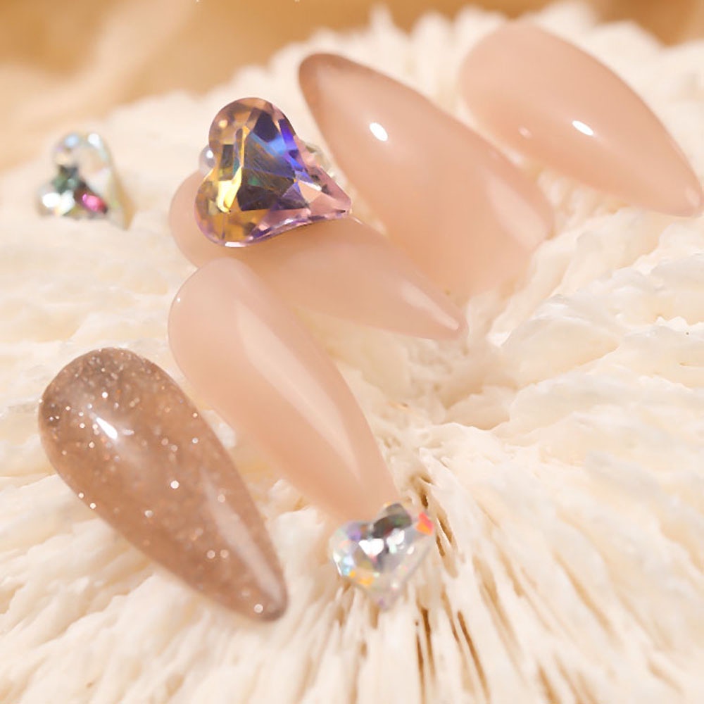 [Hàng mới về] Bộ 10 đá kim cương giả trang trí móng tay hình trái tim 9x15mm