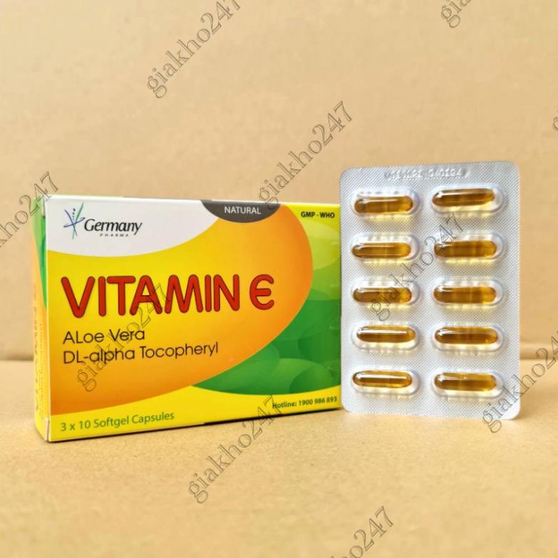 Bổ sung vitamin E giúp da căng mịn sáng đẹp hộp 30 viên,  giảm tình trạng rạn da, da khô nứt nẻ