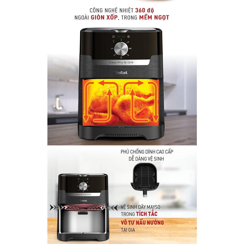 Nồi chiên không dầu Tefal 2in1 Easy Fry &amp; Grill Classis EY501815