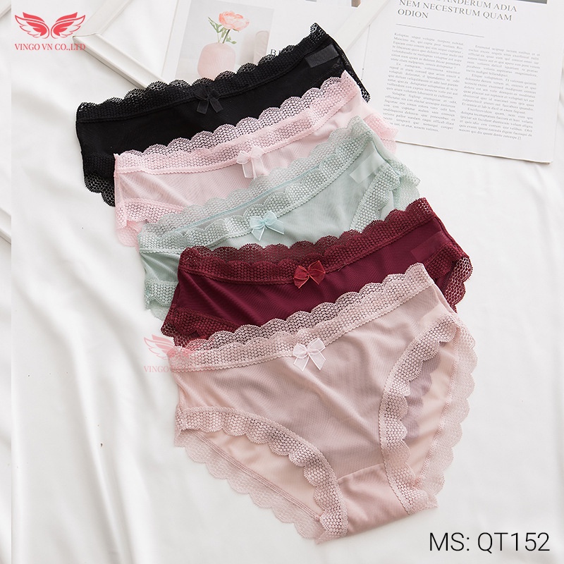 Quần lót nữ xuyên thấu sexy gợi cảm không lộ viền VINGO ren tơ mỏng nhẹ yêu chiều làn da đáy 2 lớp kháng khuẩn Q152 VNGO