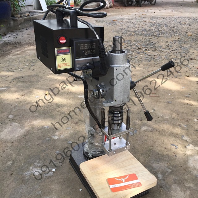 Máy ép logo bằng nhiệt có tay gạt in trên gỗ,da